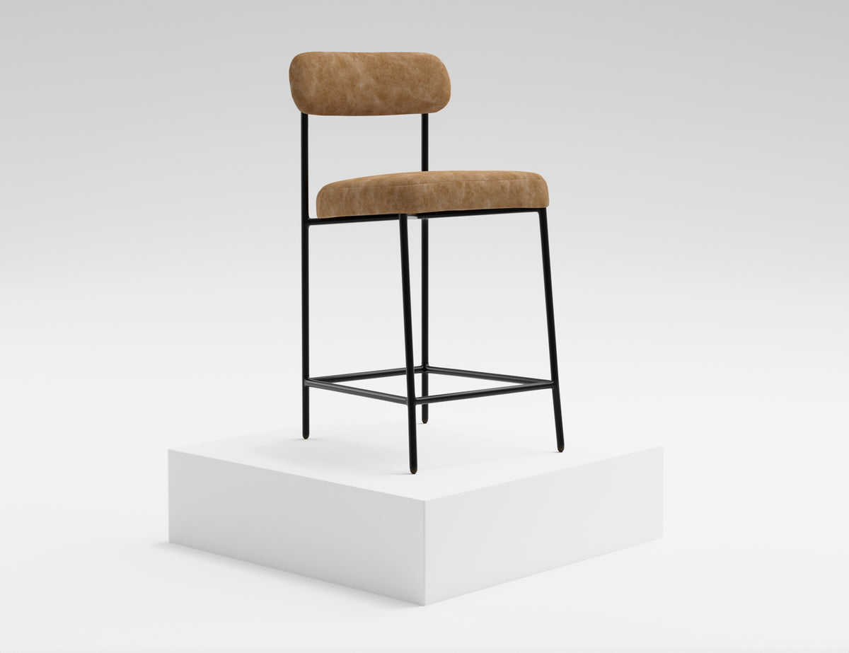 Seating Upholstered Barstool, Orange/Black, Wooden Frame & Metal Base, Barstool 30" - IUP801-BST30-202