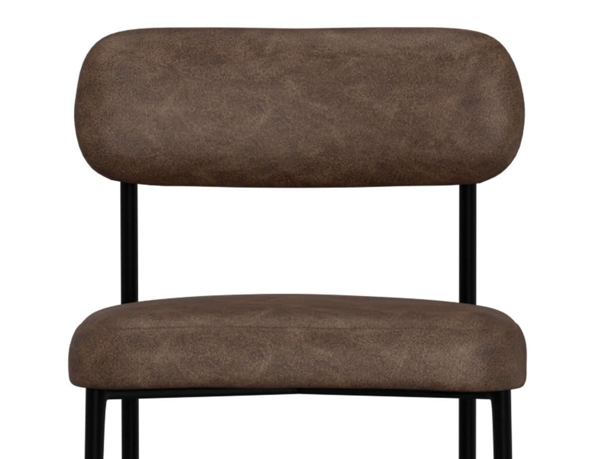 Seating Upholstered Barstool, Brown/Black, Wooden Frame & Metal Base, Barstool 30" - IUP801-BST30-212