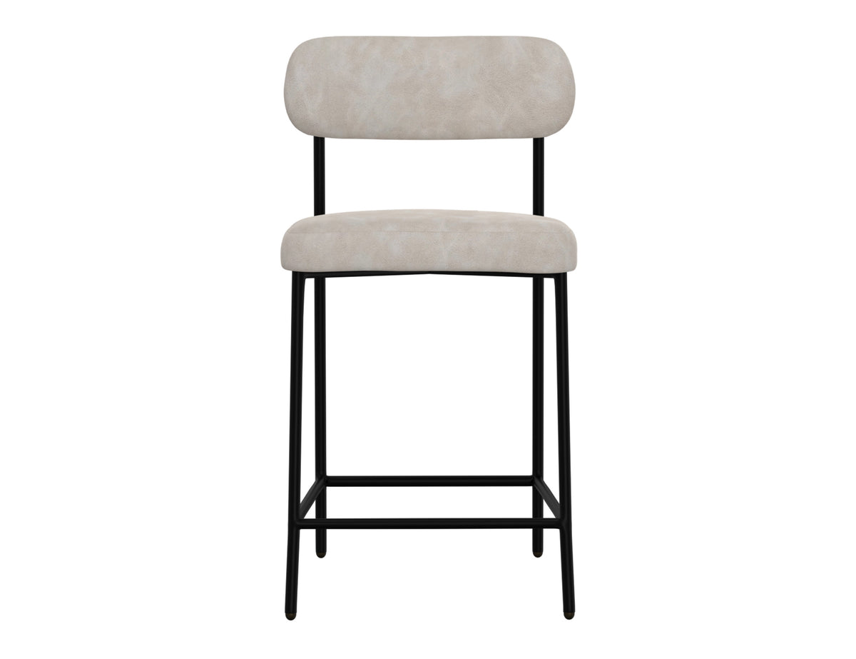 Seating Upholstered Barstool, Gray/Black, Wooden Frame & Metal Base, Barstool 24" - IUP801-BST24-210