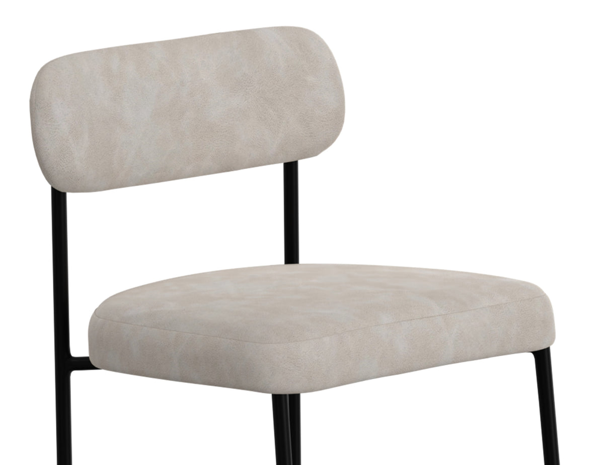 Seating Upholstered Barstool, Gray/Black, Wooden Frame & Metal Base, Barstool 24" - IUP801-BST24-210