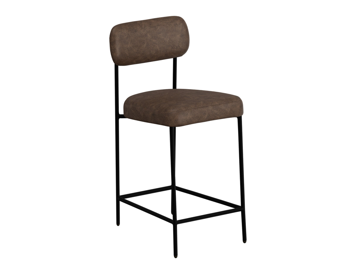 Seating Upholstered Barstool, Brown/Black, Wooden Frame & Metal Base, Barstool 30" - IUP801-BST30-212