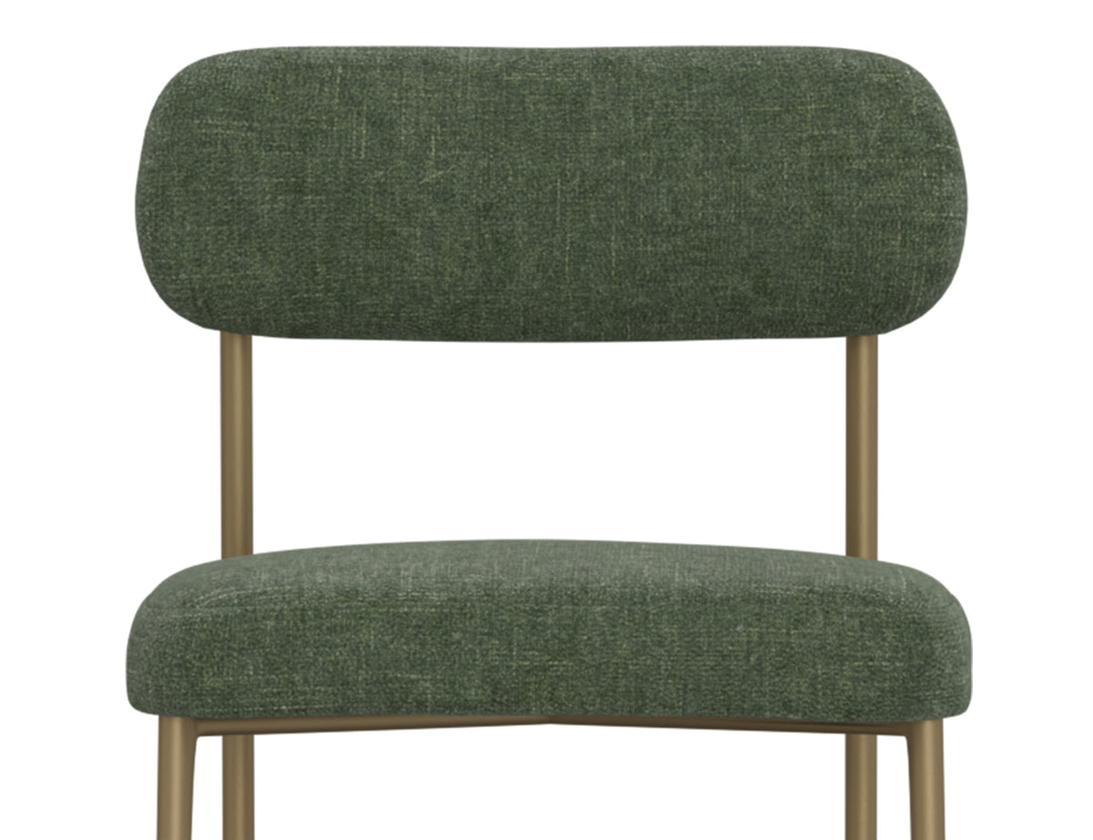 Seating Upholstered Barstool, Green/Gold, Wooden Frame & Metal Base, Barstool 24" - IUP801-BST24-111