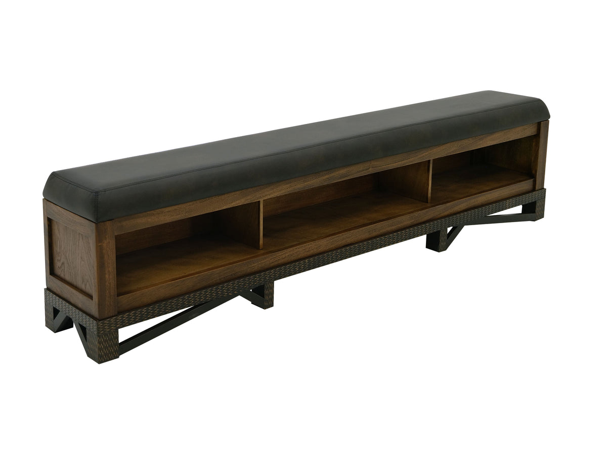 Walnut Footboard, Brown, 6/6 Eastern King footboard bench with three cubbies for storage