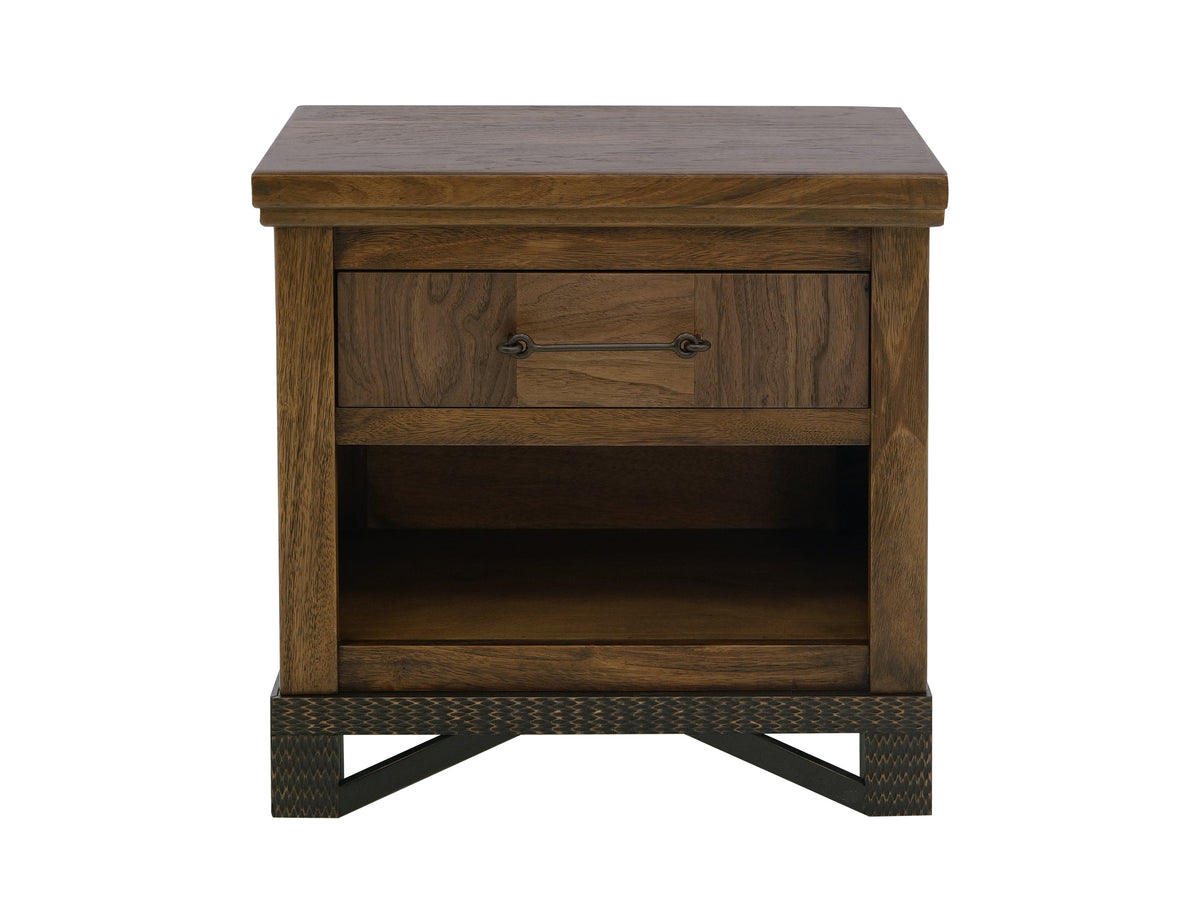 Walnut Nightstand, Brown, 1 Drawer, 1 Shelf