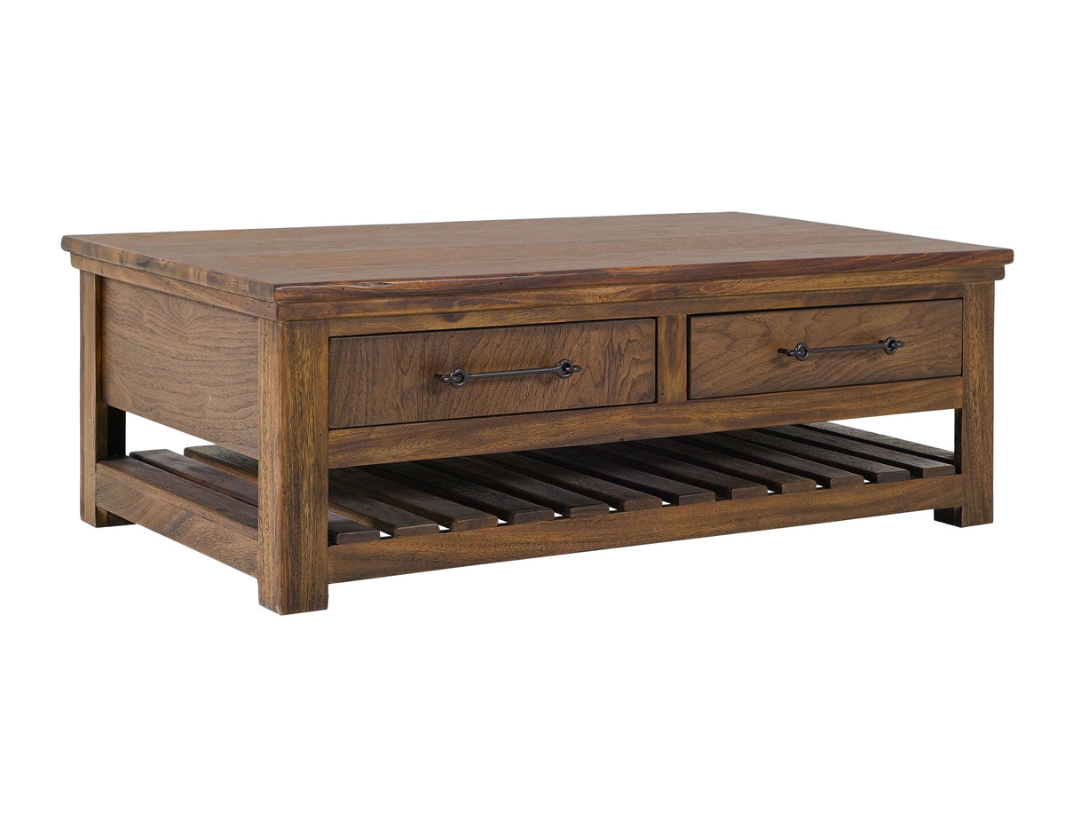 Walnut Cocktail Table, Brown, 4 Drawer