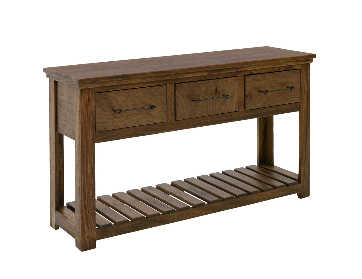 Walnut Sofa Table, Brown, 3 Drawer