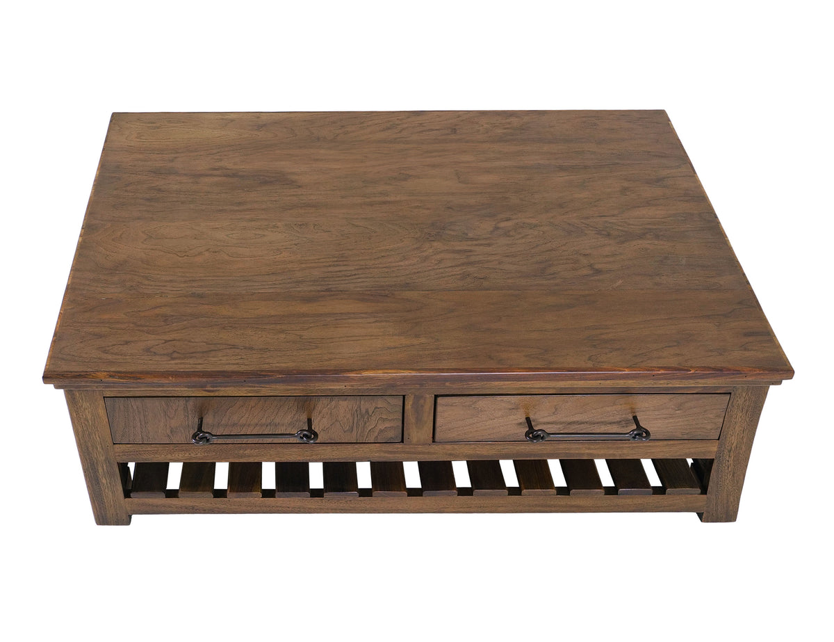 Walnut Cocktail Table, Brown, 4 Drawer