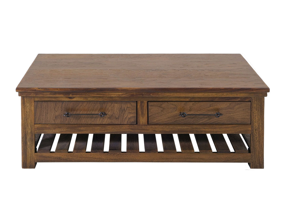 Walnut Cocktail Table, Brown, 4 Drawer
