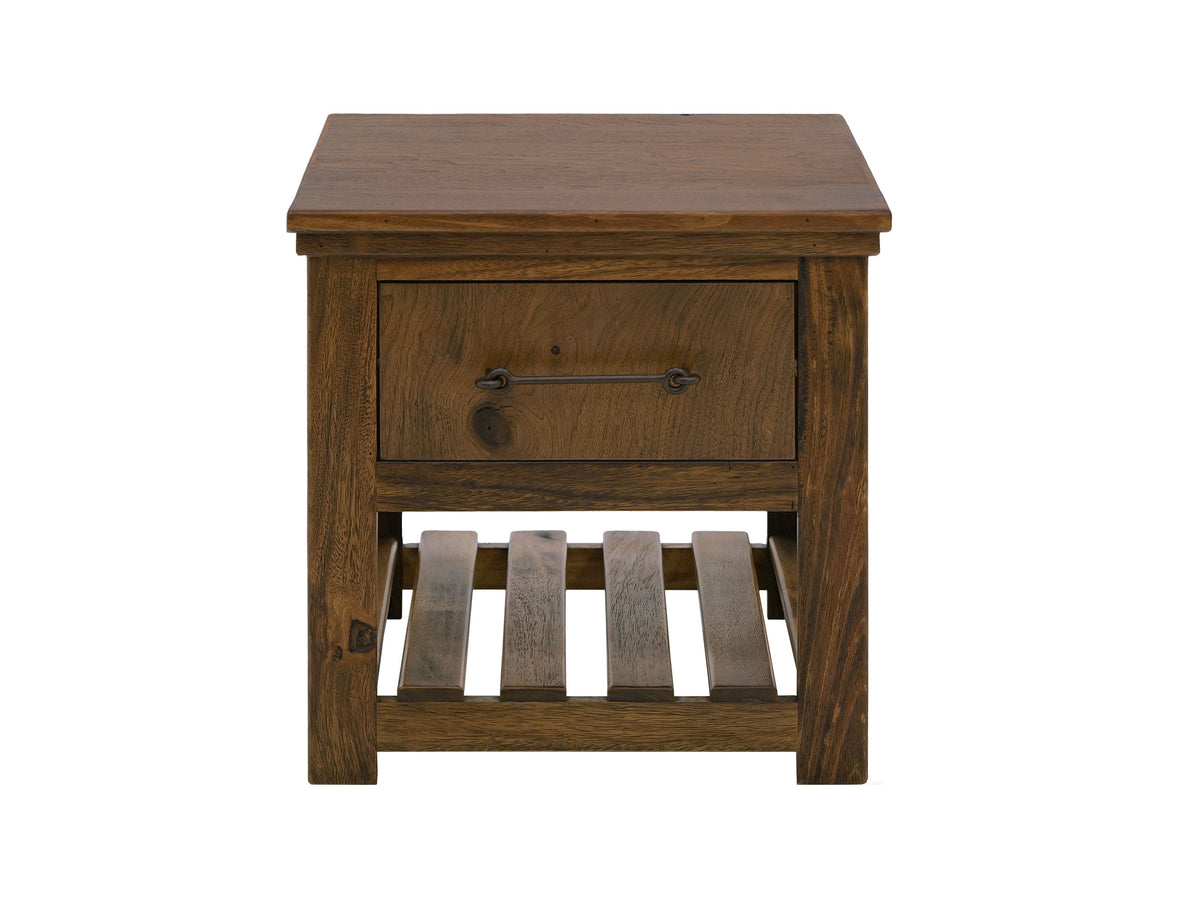 Walnut End Table, Brown, 1 Drawer