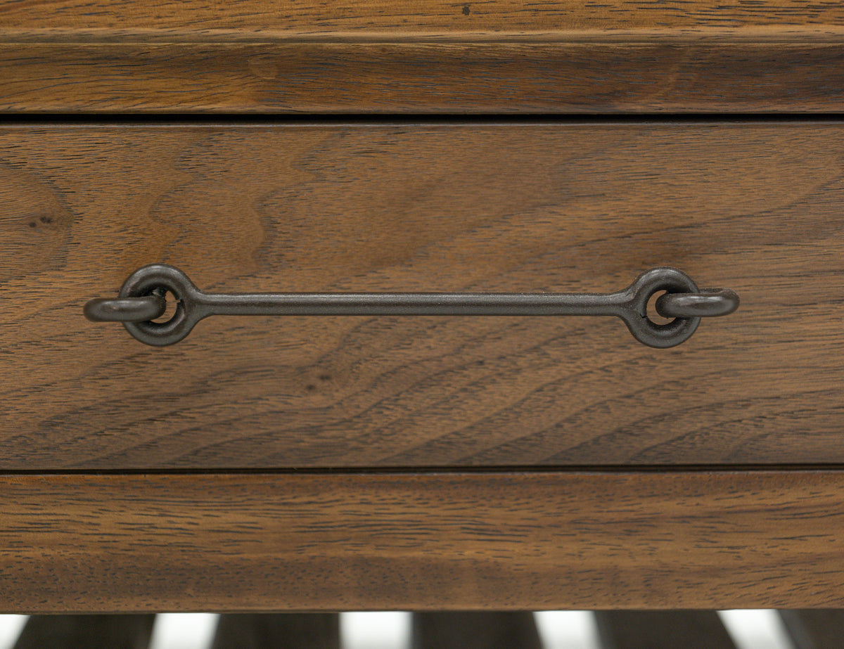 Walnut Chairside Table, Brown, 1 Drawer