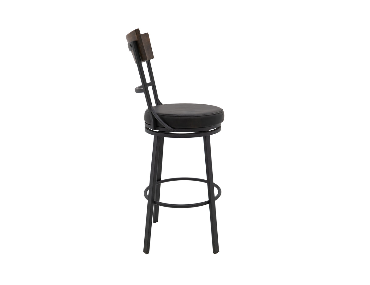 Century Upholstered Barstool, Wooden Frame & Metal Base, Barstool 30"