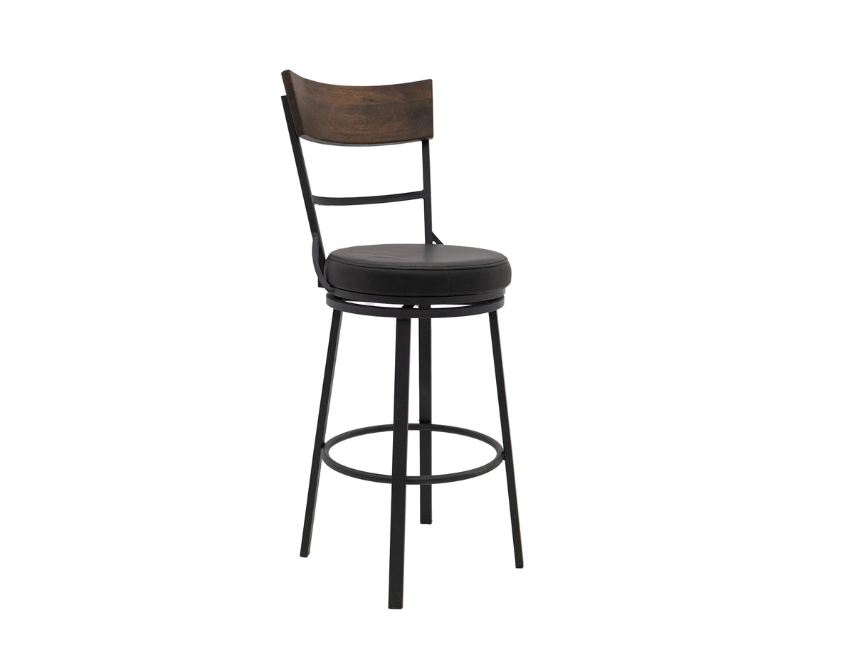 Century Upholstered Barstool, Wooden Frame & Metal Base, Barstool 30"