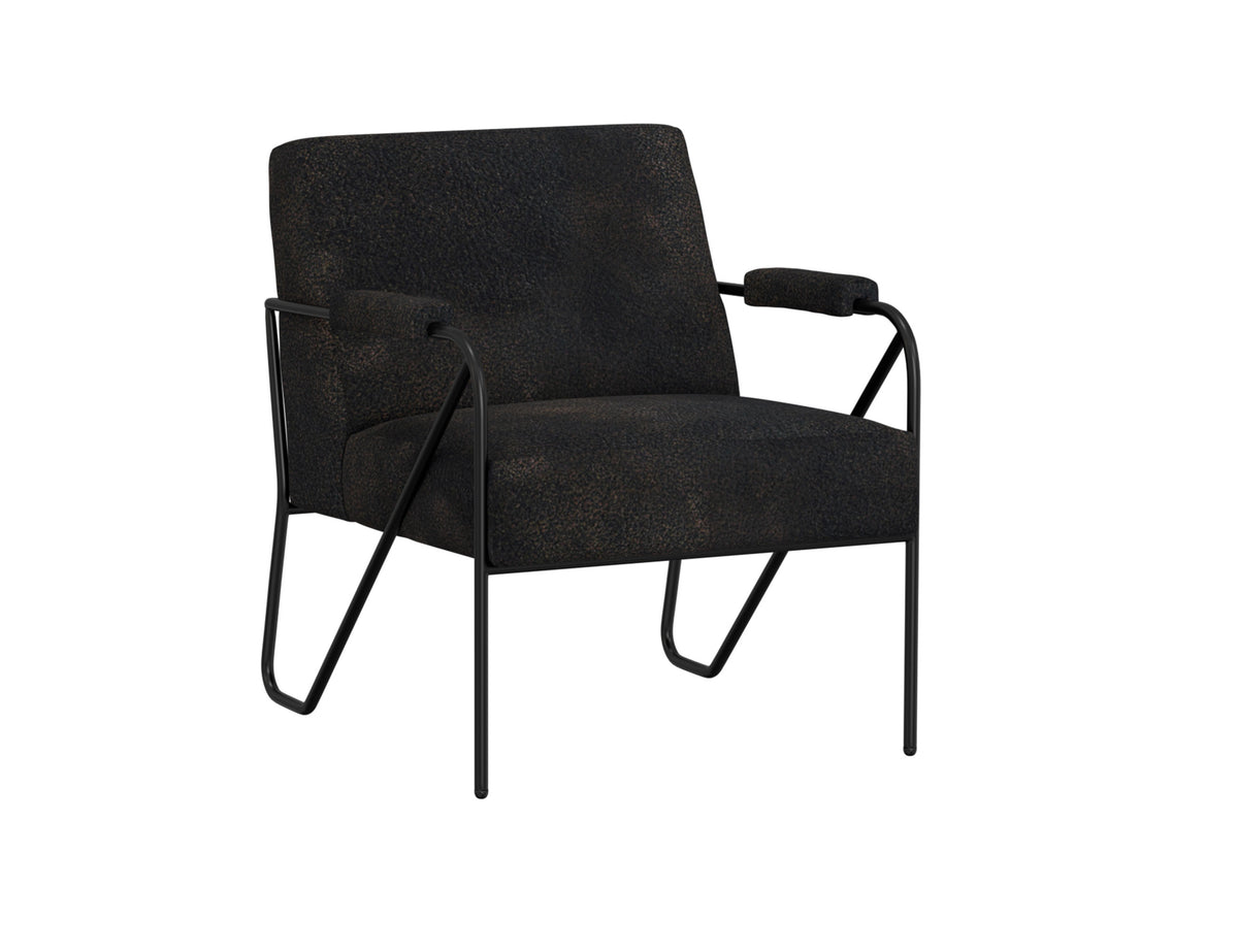 Lotus Armchair, Black, Wooden Frame & Metal Base