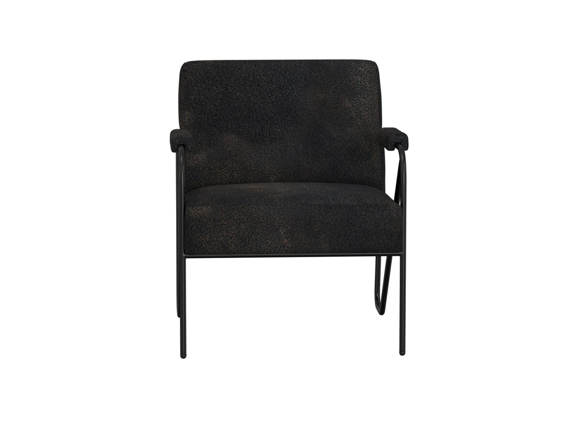 Lotus Armchair, Black, Wooden Frame & Metal Base