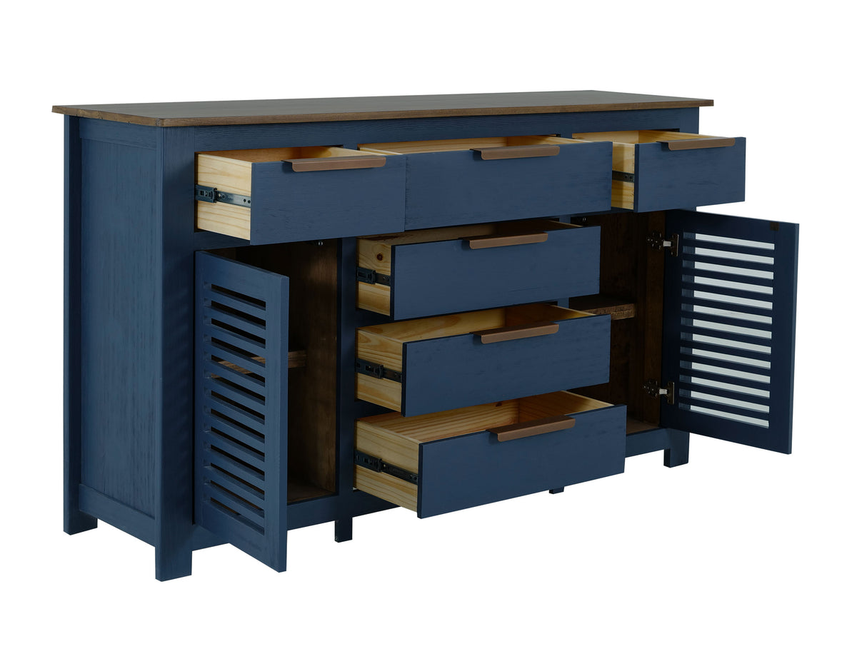 Bonfire Buffet, Blue, 6 Drawer, 2 Door