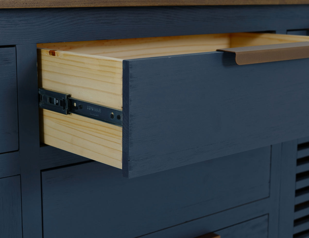 Bonfire Buffet, Blue, 6 Drawer, 2 Door