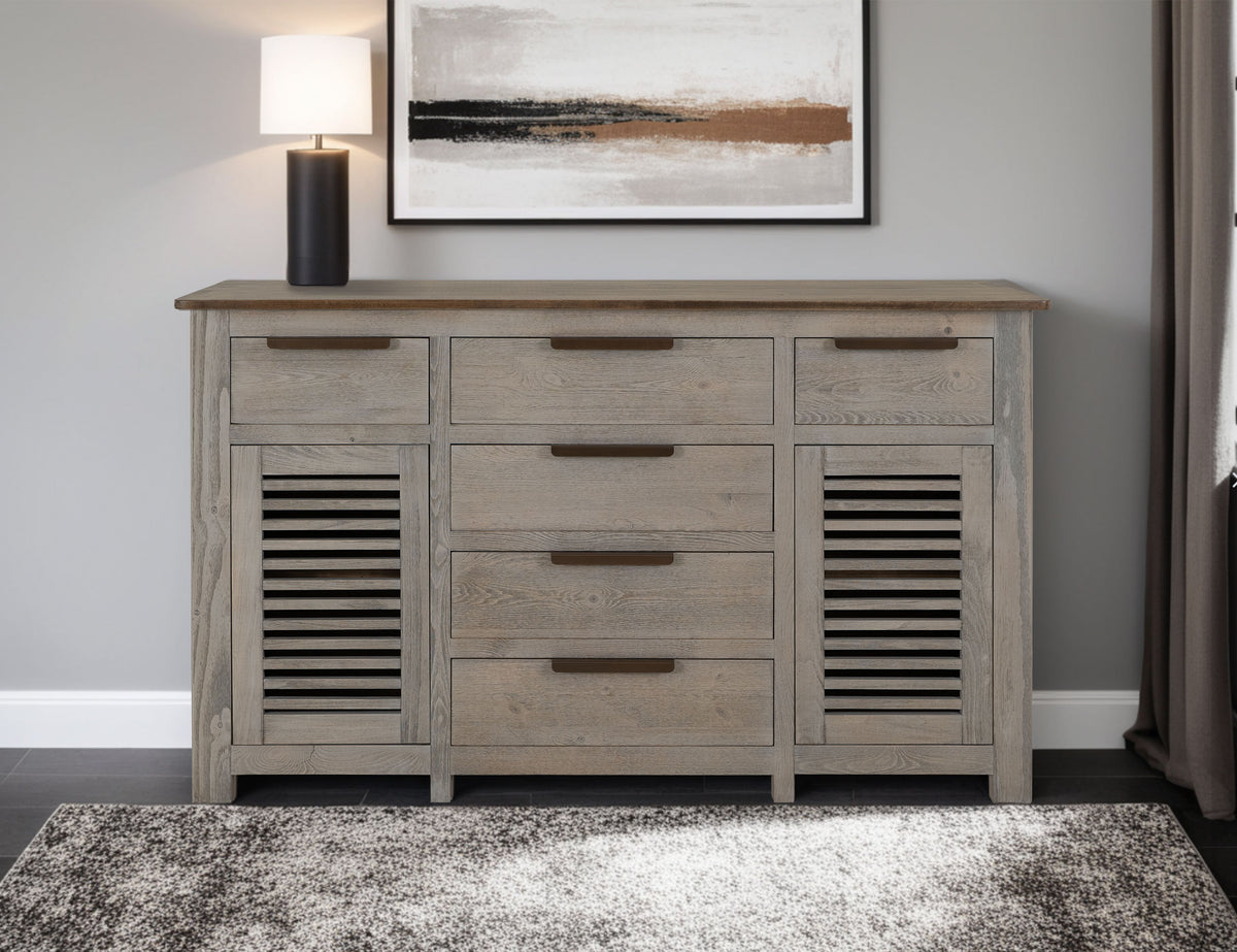 Bonfire Buffet, Beige, 6 Drawer, 2 Door