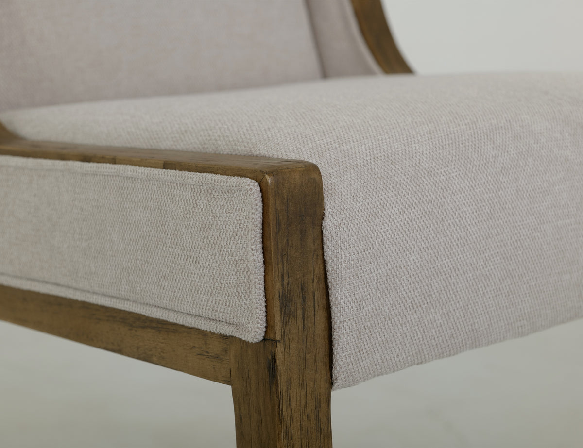 Balam Upholstered Chair, Ivory, Wooden Chair
