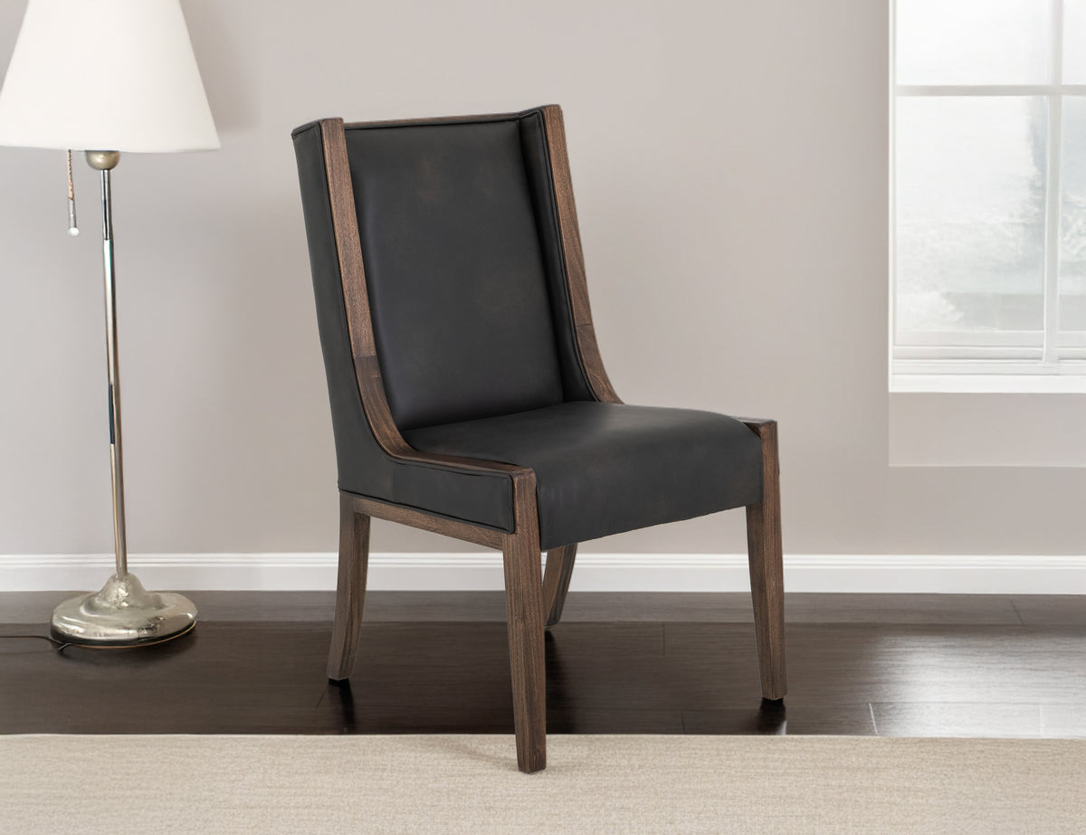 Walnut Upholstered Chair, Brown/Black, Wooden Chair