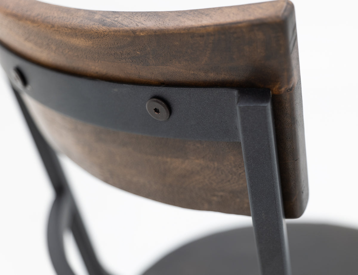 Century Upholstered Barstool, Wooden Frame & Metal Base, Barstool 24"