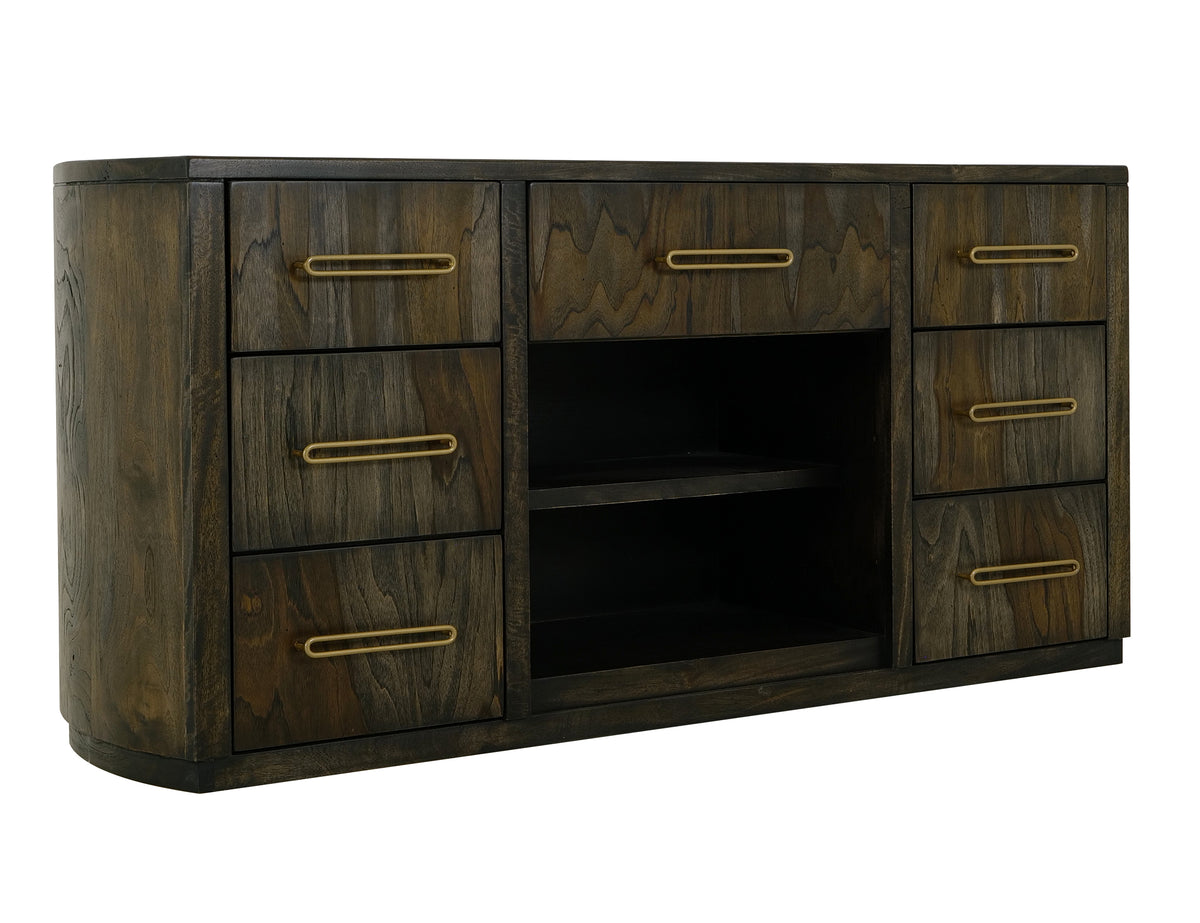 Black Balam Console, Black, 7 Drawer
