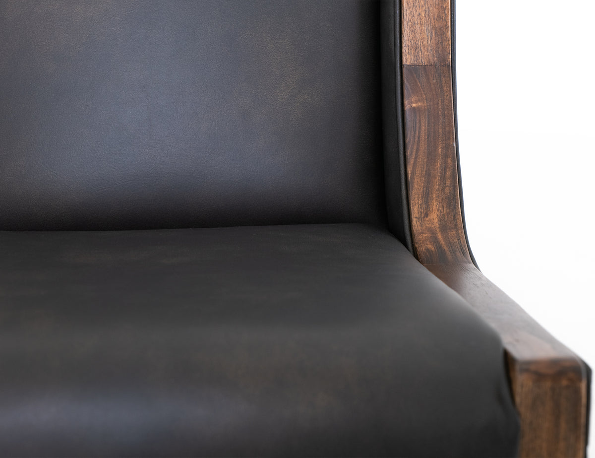 Walnut Upholstered Chair, Brown/Black, Wooden Chair