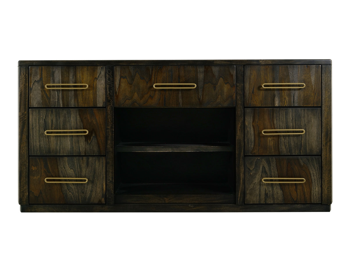 Black Balam Console, Black, 7 Drawer