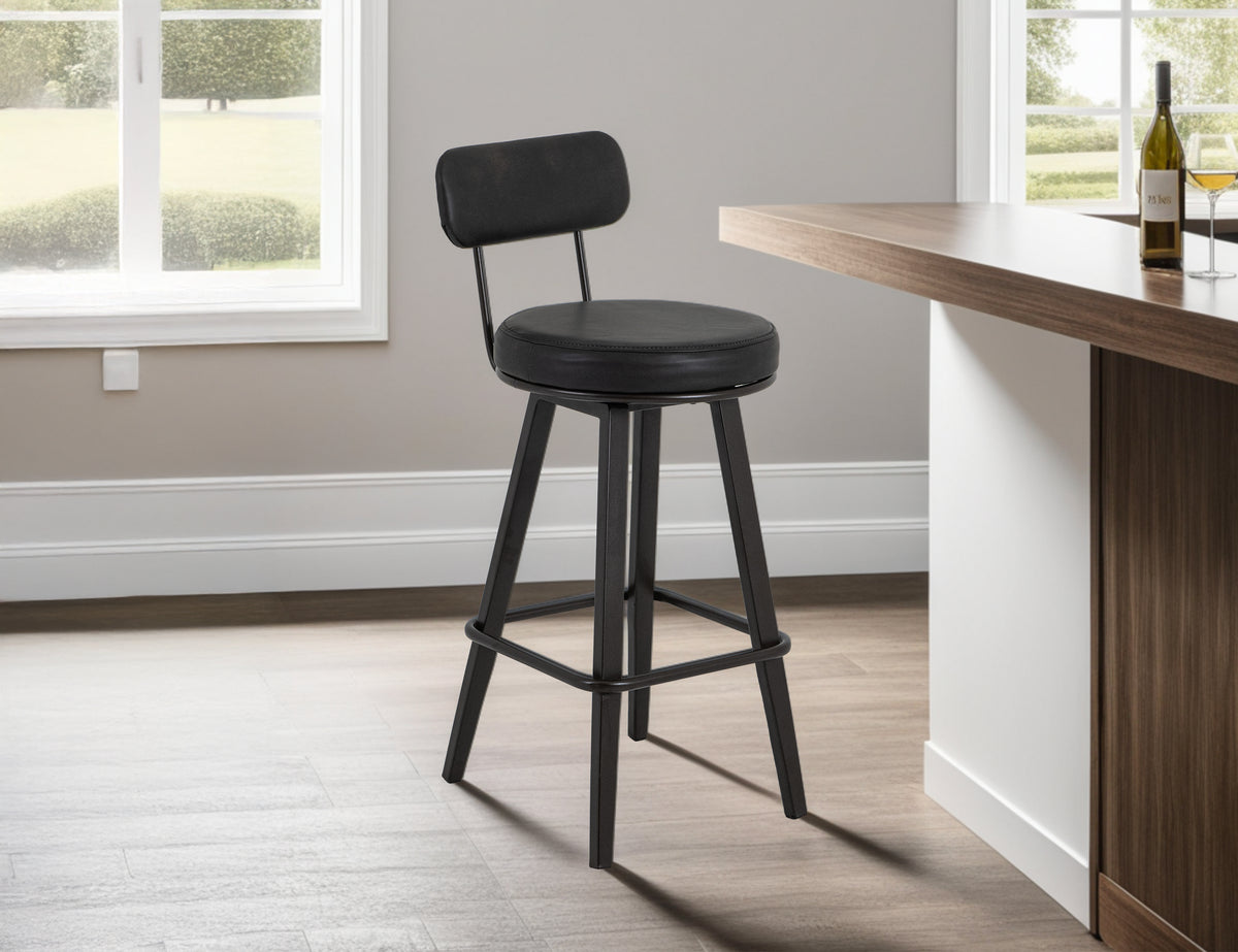 Eclipse Upholstered Barstool, Wooden Frame & Metal Base, Barstool 30"