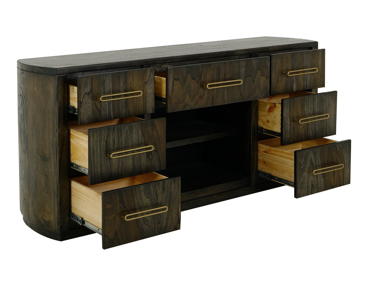 Black Balam Console, Black, 7 Drawer