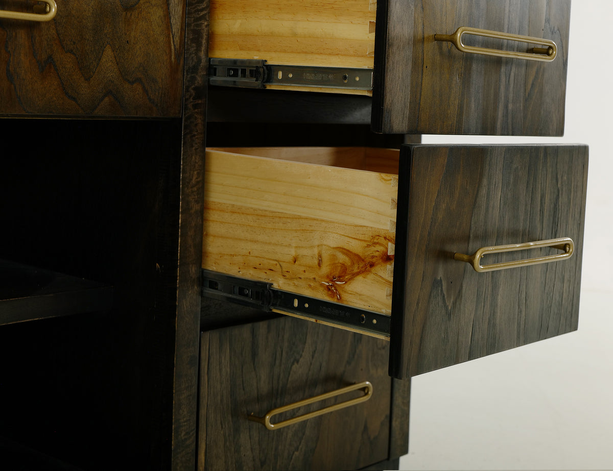 Black Balam Console, Black, 7 Drawer