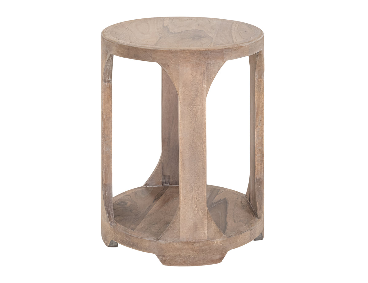 White Balam Chairside Table, Brown, 1 Shelf