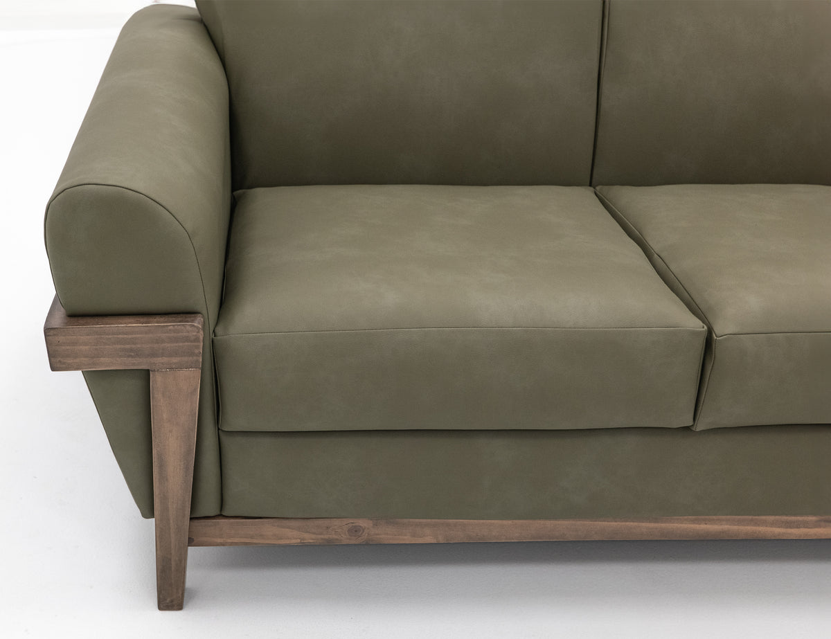 Mezquite Loveseat, Green, Wooden Frame & Base