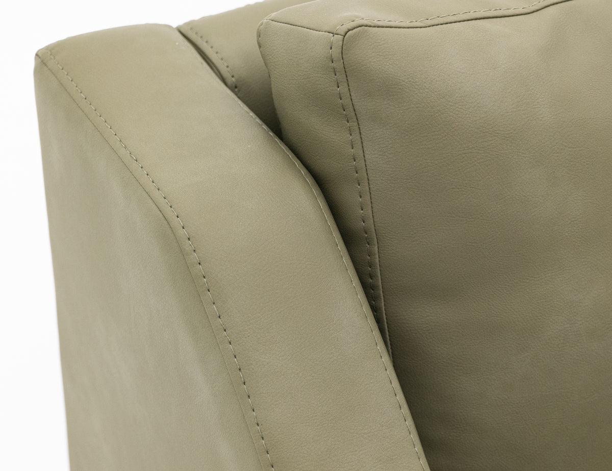 Natural Teca Loveseat, Green, Wooden Frame & Base