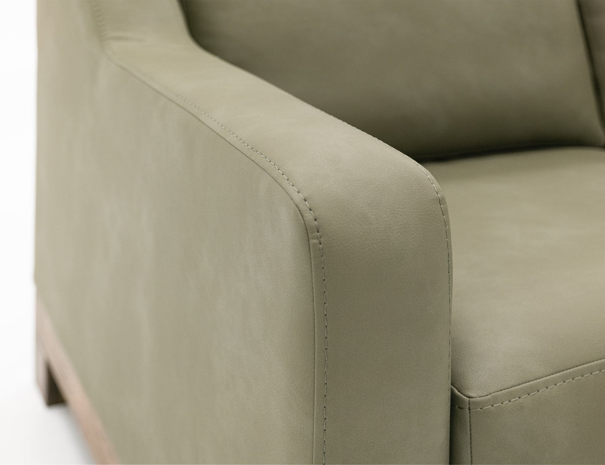 Natural Teca Sofa, Green, Wooden Frame & Base
