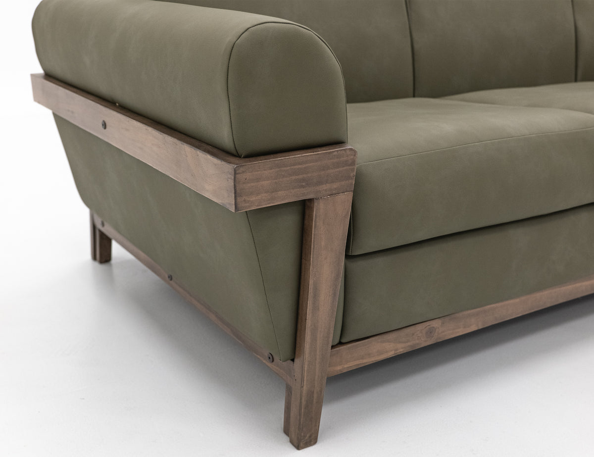 Mezquite Loveseat, Green, Wooden Frame & Base