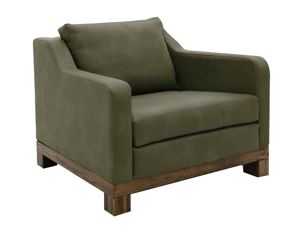 Natural Teca Armchair, Green, Wooden Frame & Base