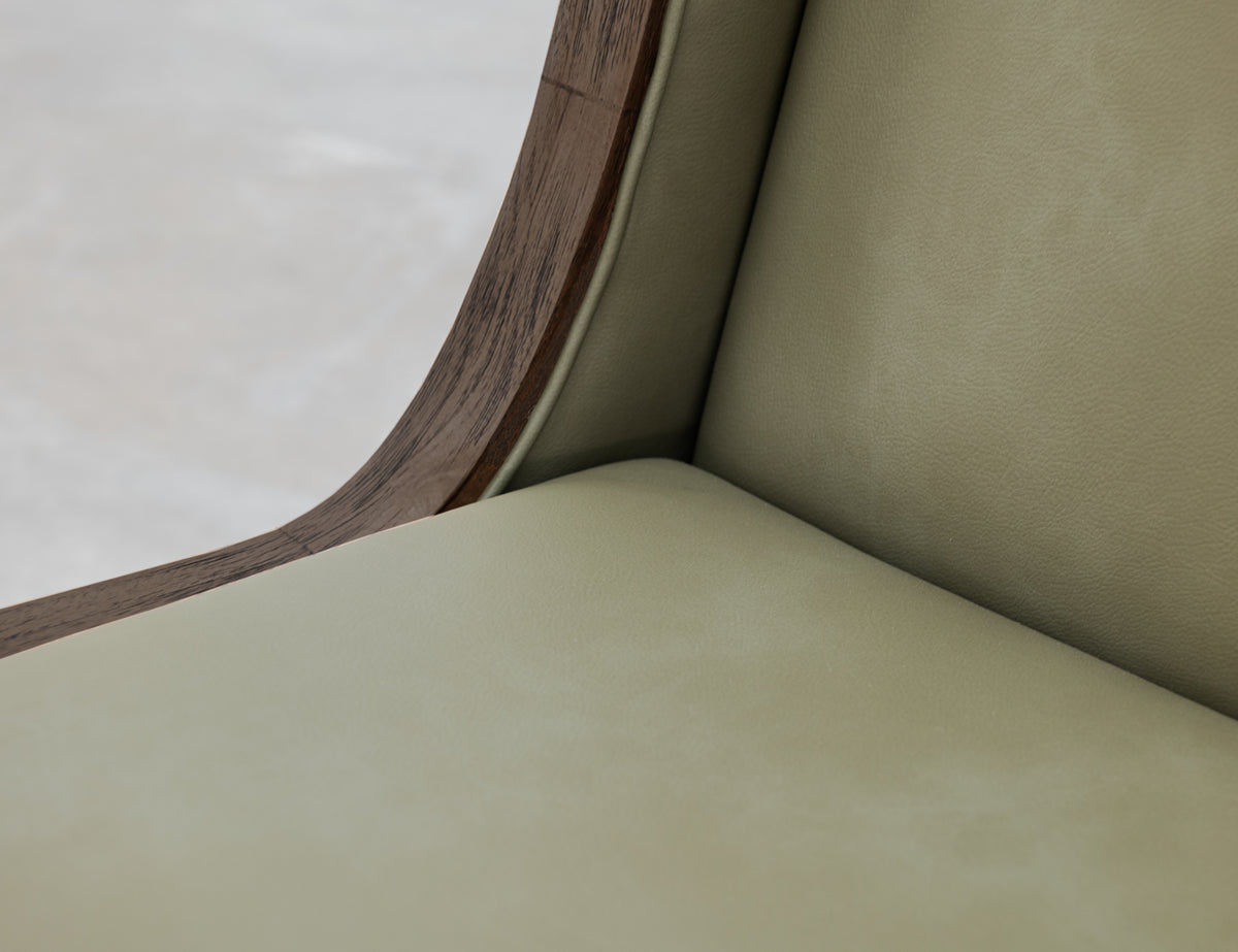 Black Balam Upholstered Chair, Black/Green, Wooden Chair