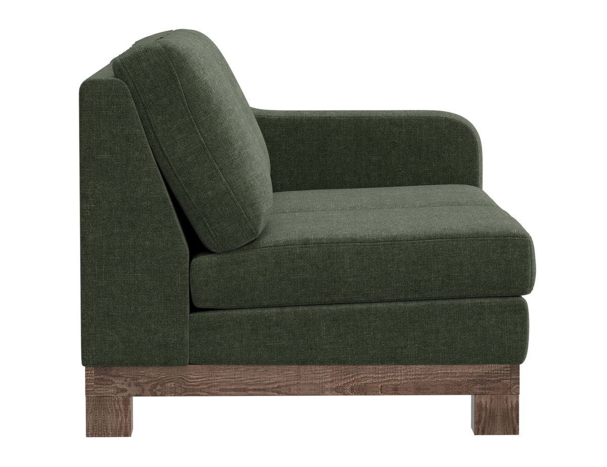 Samba Loveseat, Green, Wooden Frame & Base, Sectional Right-Arm