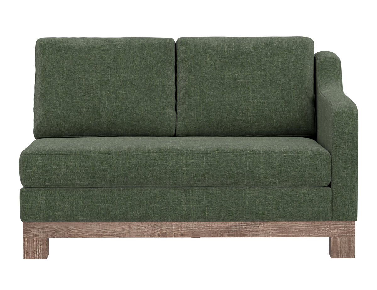Samba Loveseat, Green, Wooden Frame & Base, Sectional Right-Arm