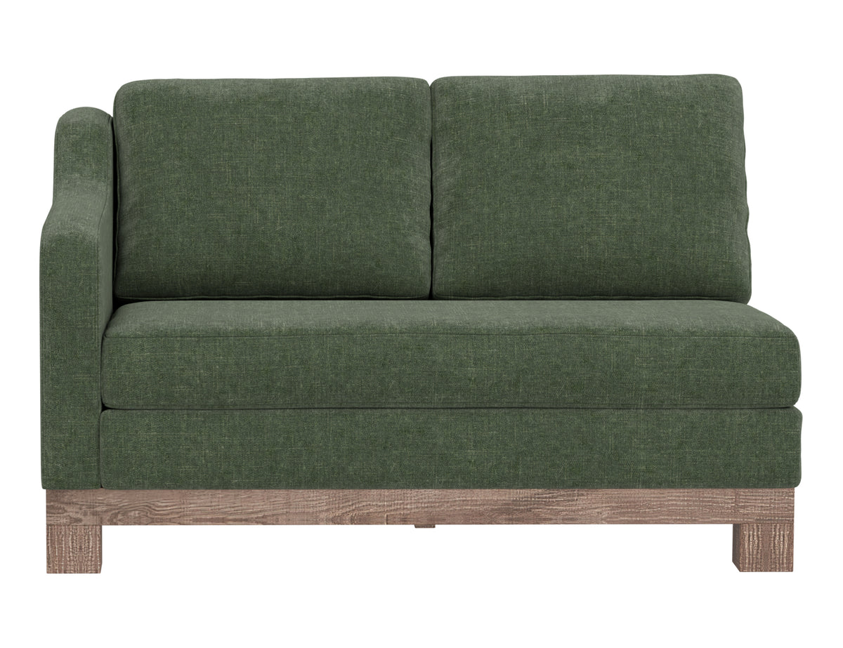 Samba Loveseat, Green, Wooden Frame & Base, Sectional