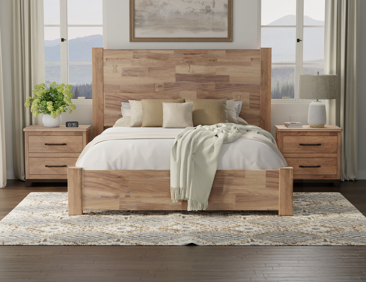 Natural Parota Nightstand, Brown, 2 Drawer
