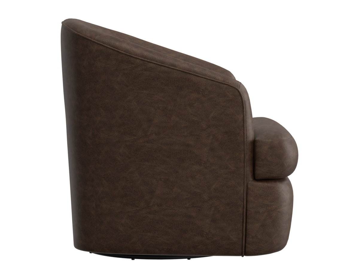 Tumbi Armchair, Brown, Wooden Frame & Metal Base, 360 Degree Swivel Accent Chair - IUP854-ACH-212