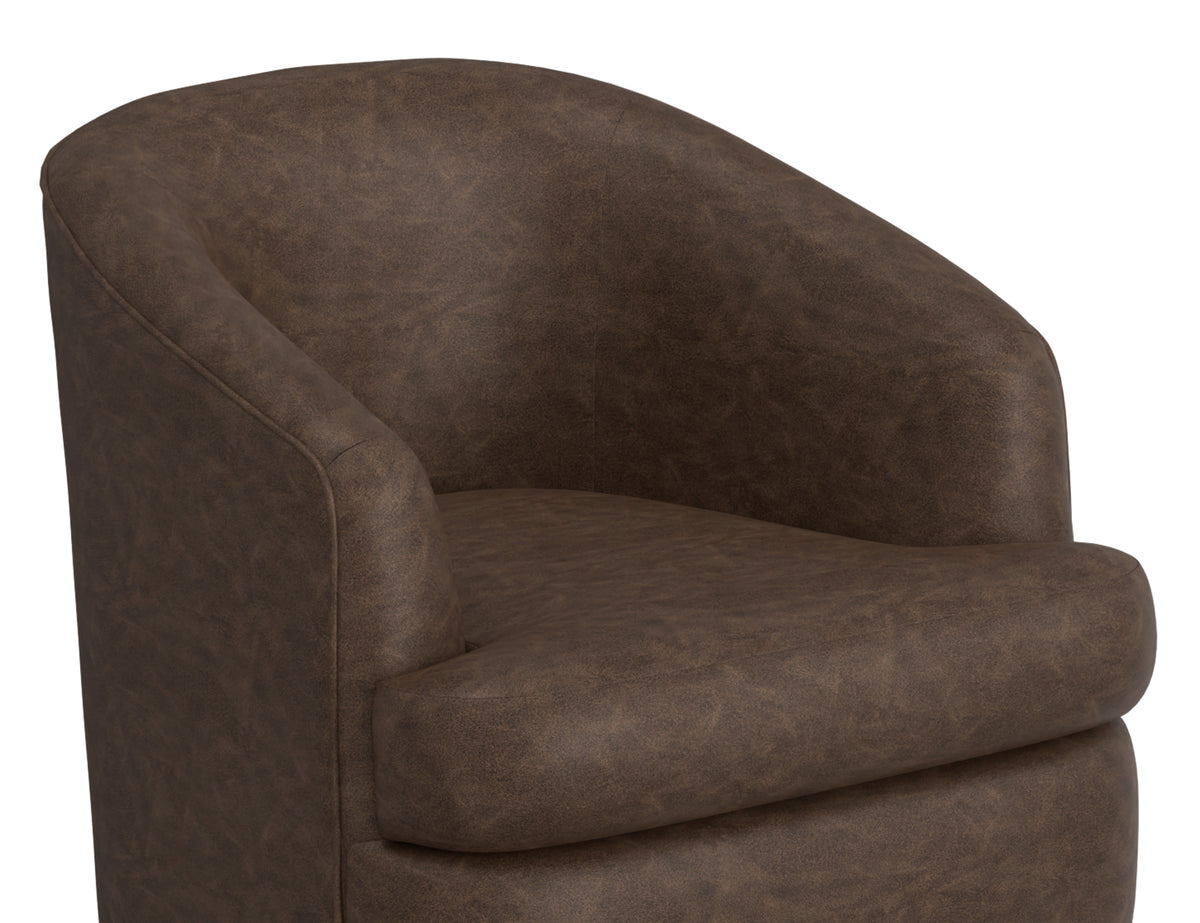 Tumbi Armchair, Brown, Wooden Frame & Metal Base, 360 Degree Swivel Accent Chair - IUP854-ACH-212