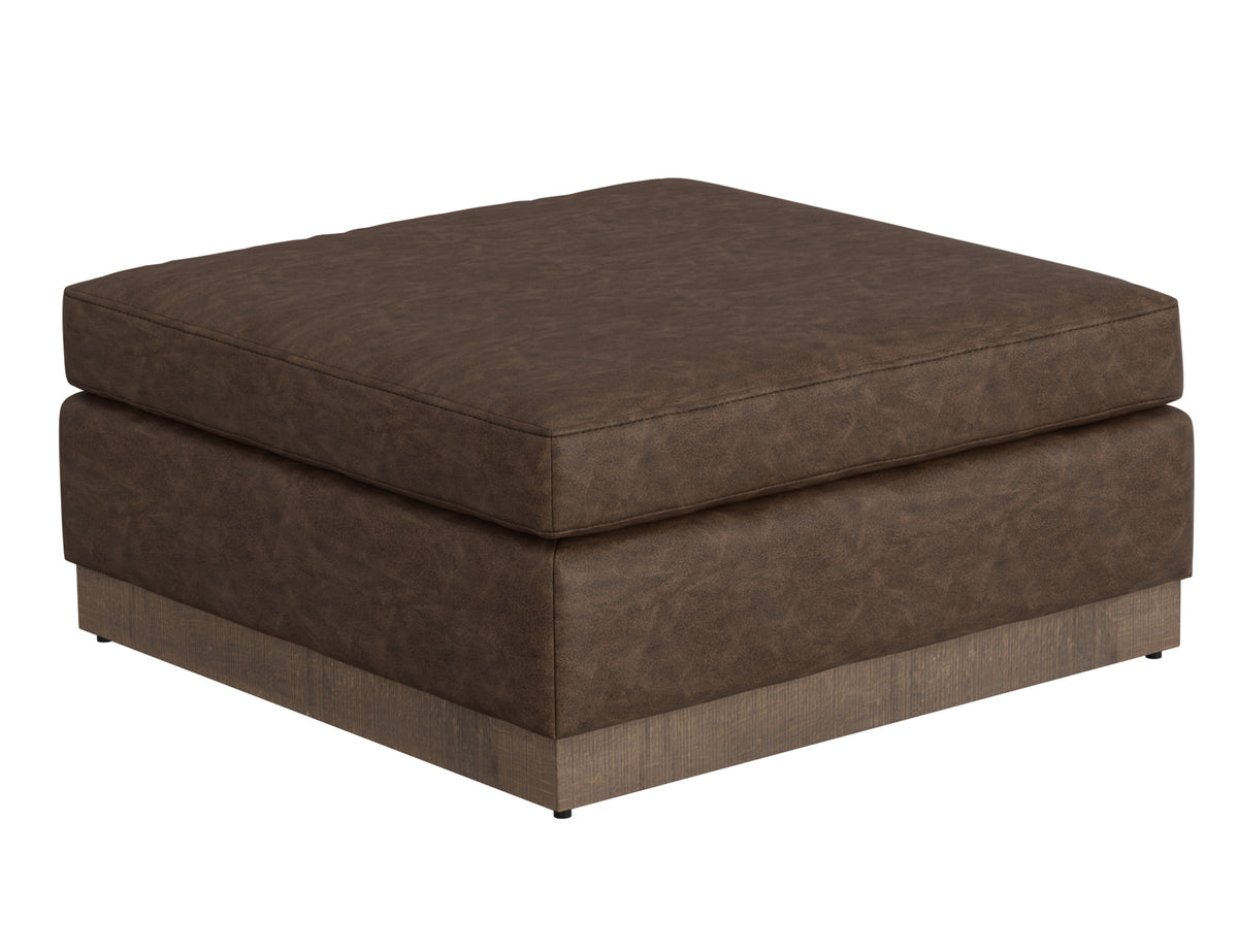 Georgia Ottoman, Brown, Wooden Frame & Base, Upholstered Square - IUP722-OTT-212