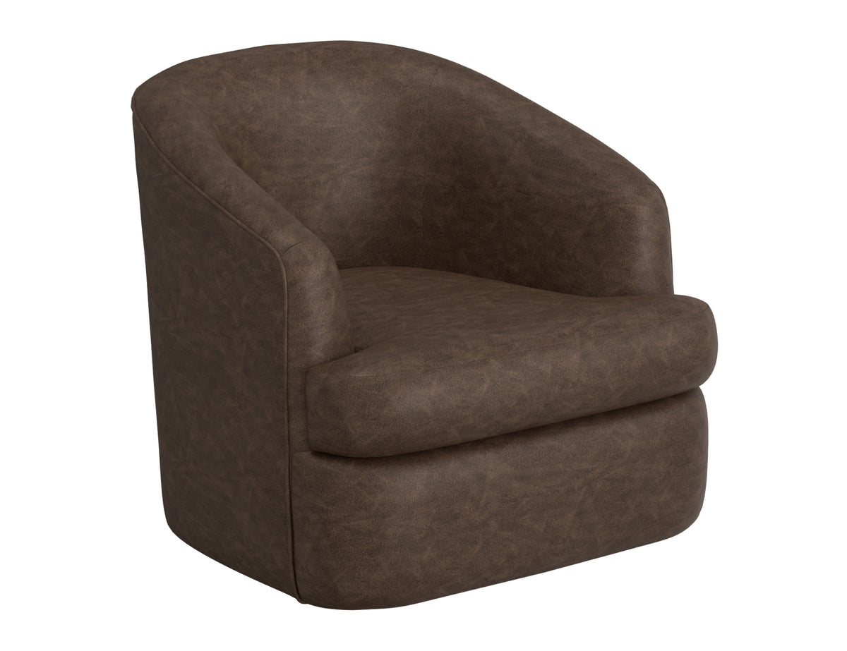 Tumbi Armchair, Brown, Wooden Frame & Metal Base, 360 Degree Swivel Accent Chair - IUP854-ACH-212