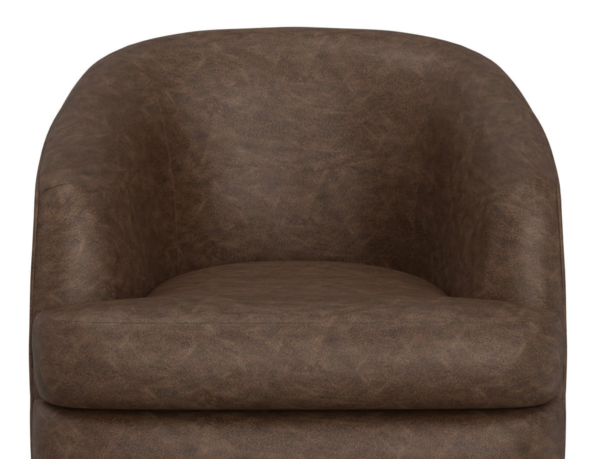 Tumbi Armchair, Brown, Wooden Frame & Metal Base, 360 Degree Swivel Accent Chair - IUP854-ACH-212