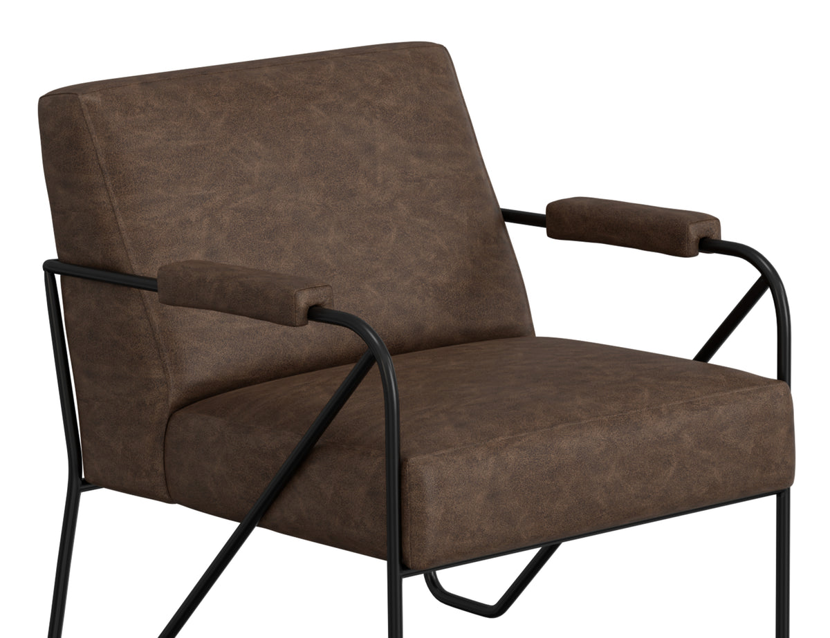 Lotus Armchair, Brown/Black, Wooden Frame & Metal Base