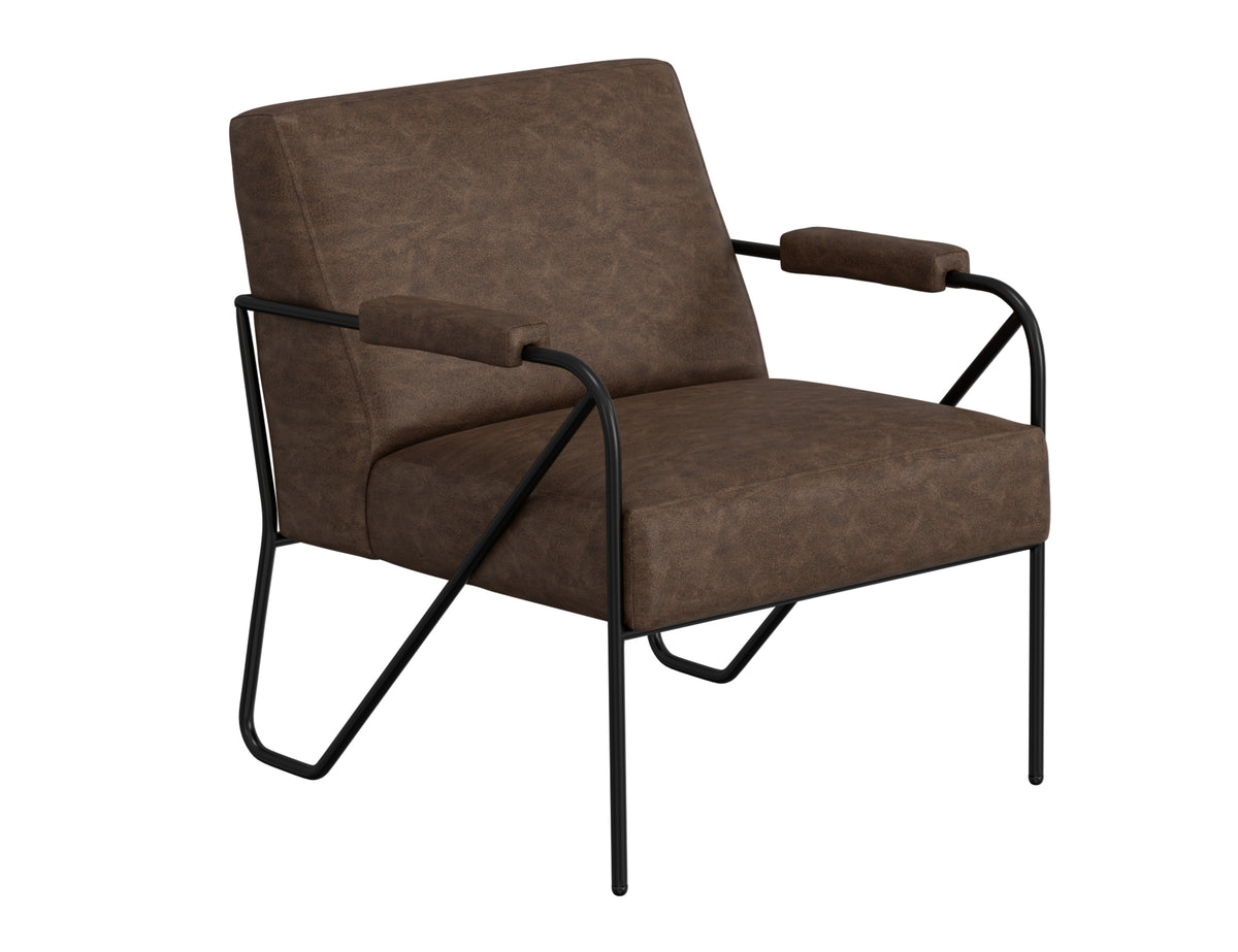 Lotus Armchair, Brown/Black, Wooden Frame & Metal Base