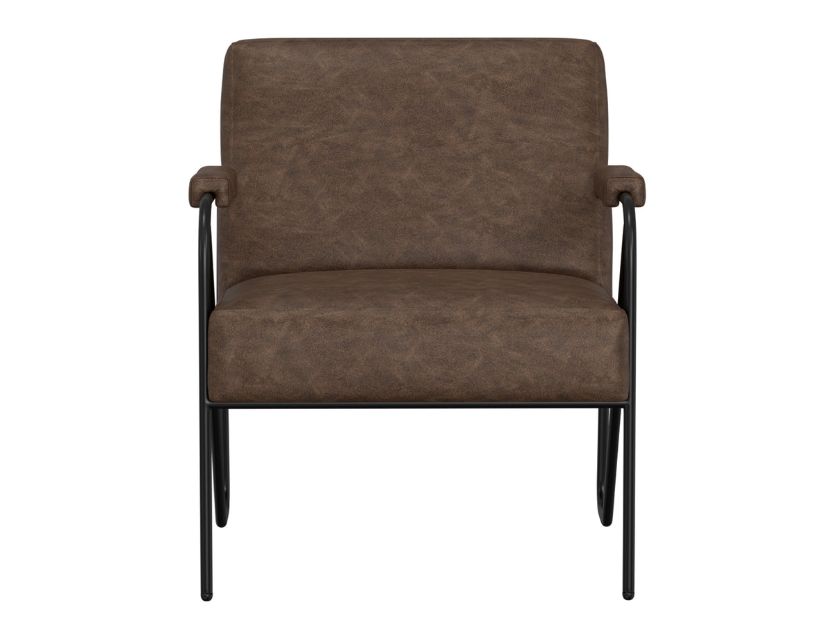 Lotus Armchair, Brown/Black, Wooden Frame & Metal Base