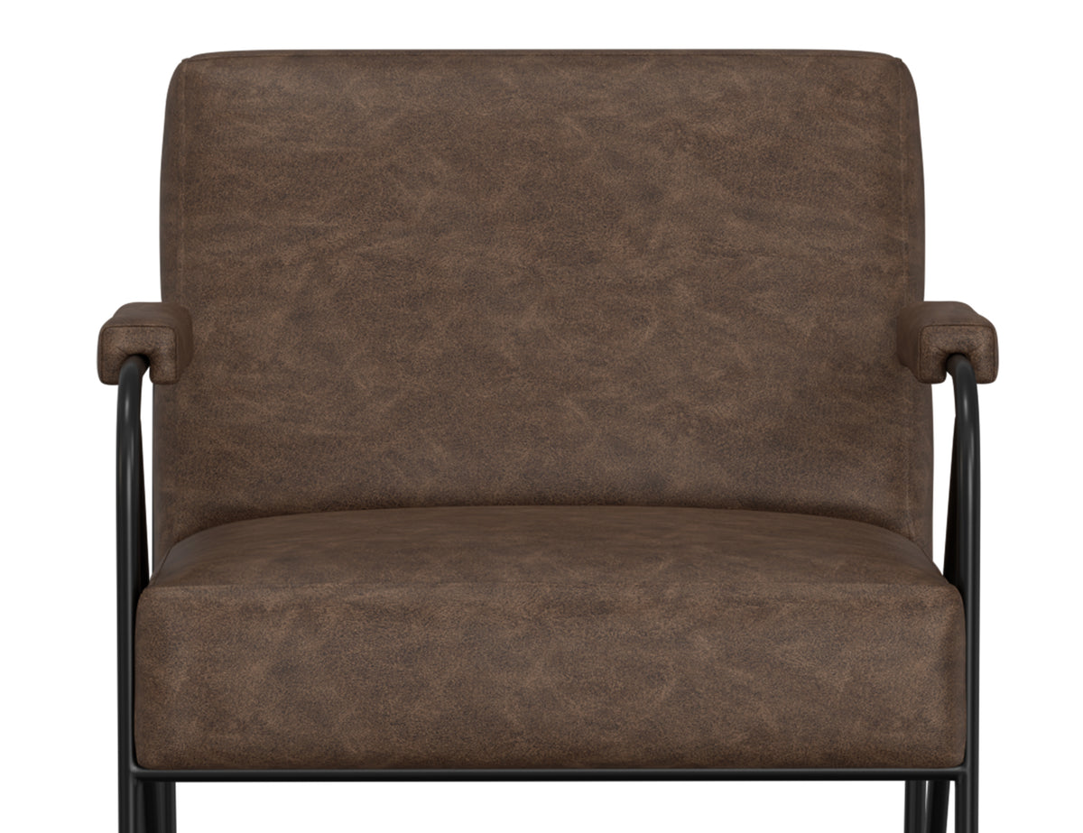 Lotus Armchair, Brown/Black, Wooden Frame & Metal Base